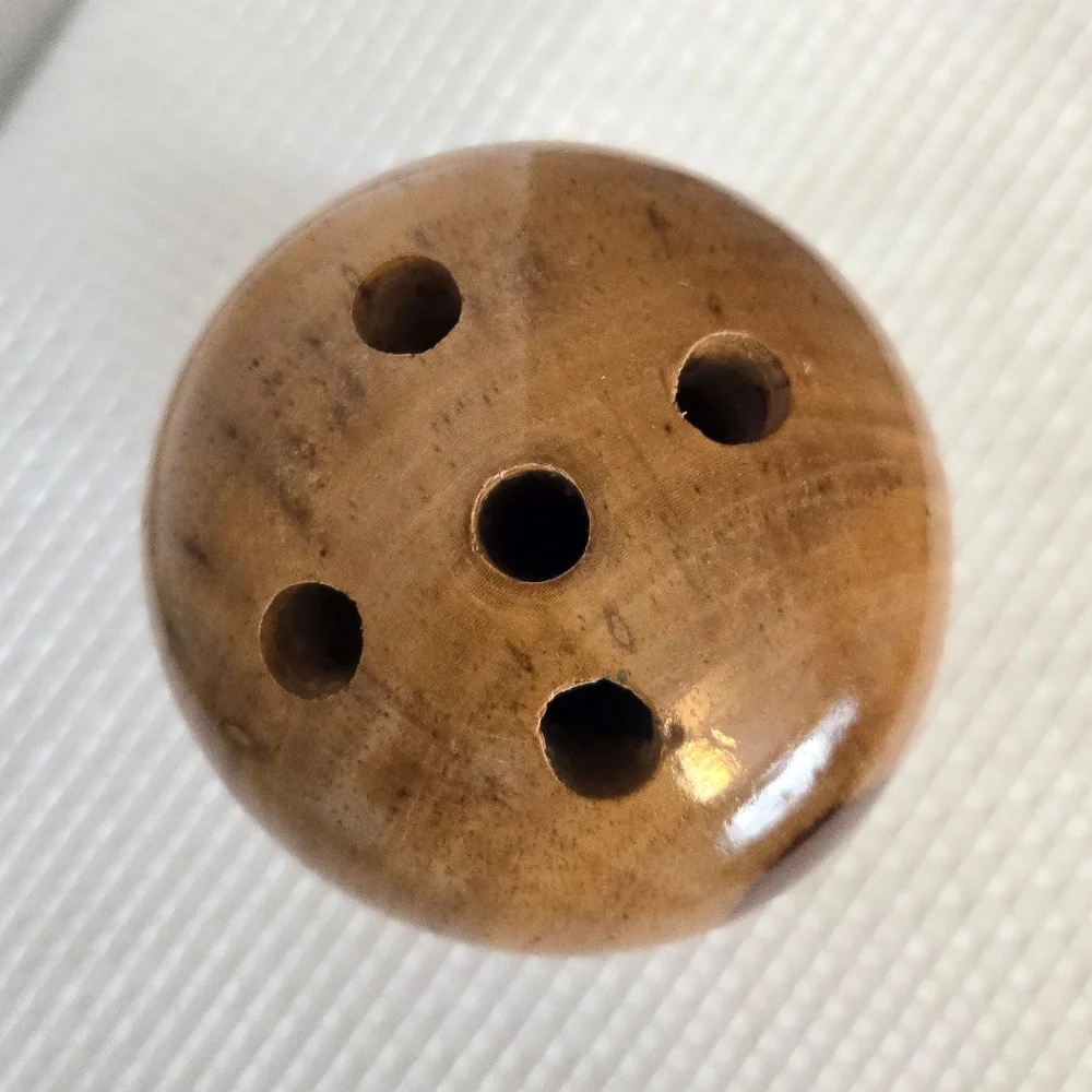 Wood Hand Turned Pen Pencil Holder Ball Pedestal Office Desk MCM Style